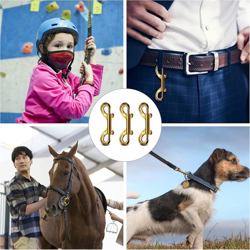 LOFIR 10 PCS Bolt Snaps Double Ended Hook Heavy Duty Trigger Button, 3.5 inch Metal Clip Zinc Alloy Traction Rope Buckle for Dogs, for Keychain Garage Feed Buckets Hammock Clothesline Fasteners Golden - Image 2